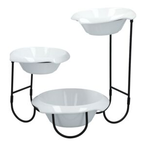 Bien Servi 4-Piece Oval Bowl Set with Stand Black and White Bien Servi 4-Piece Oval Bowl Set with Stand Black and White